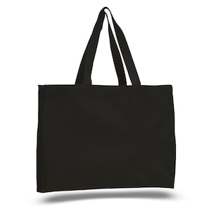 Wholesale Blank Heavy Cotton Canvas Tote Bags Affordable Horizontal Party Favor Gift Plain Decorating Heat Transfer Printing Wedding Black