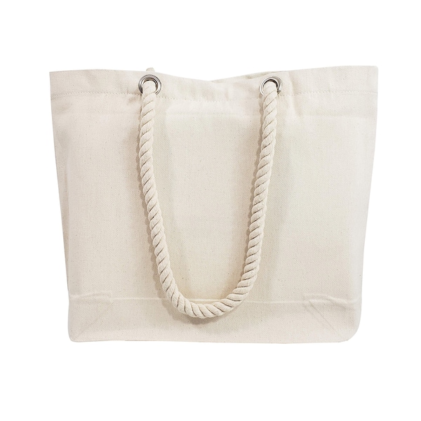 TBF 42-Pack Canvas Beach Tote Bags with Fancy Rope Handles 100% Cotton Canvas Tote Bags, Blank Canvas Bags, Blank Arts and Crafts bags