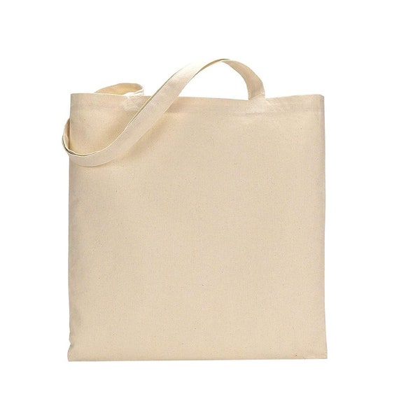 TBF 24 Pack Wholesale Cotton Canvas Tote Bags, 15 x 16 Inches, Natural Color, 6 oz. Blank Bulk Reusable Shopping Bags with Handles