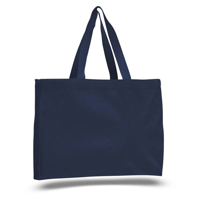 Wholesale Blank Heavy Cotton Canvas Tote Bags Affordable Horizontal Party Favor Gift Plain Decorating Heat Transfer Printing Wedding Navy Blue