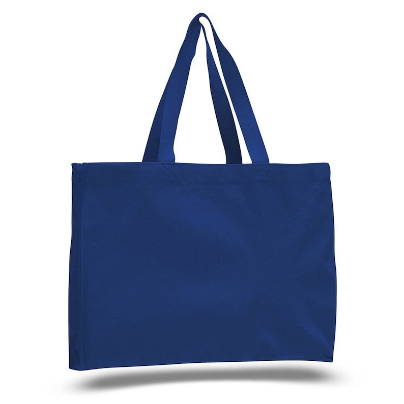 Wholesale Blank Heavy Cotton Canvas Tote Bags Affordable Horizontal Party Favor Gift Plain Decorating Heat Transfer Printing Wedding Royal Blue