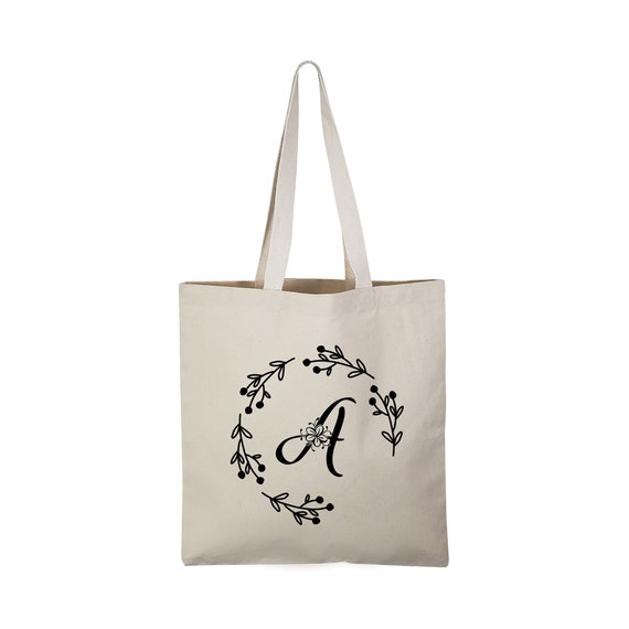 A'' Letter Initial Canvas Tote Bag - Initials Bags - Logo Tote