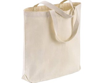 12-Pack Heavy Duty Sturdy Canvas Tote Bags with Handles Reusable Natural Grocery Shopping Bags Blank Cloth Fabric for DIY, Crafts 15x15x3