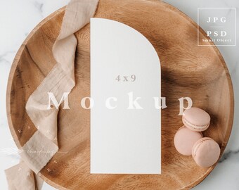Maqueta de tarjeta arqueada, maqueta de tarjeta arqueada, maqueta de menú de boda, maqueta de papelería de boda, maqueta de letrero arqueado, maqueta de 4x9, maqueta de menú de bar D2