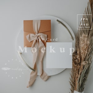 Maqueta de tarjeta cuadrada, maqueta de tarjeta de 5x5, maqueta de invitación cuadrada, maqueta de tarjeta cuadrada, maqueta de tarjeta de felicitación, maqueta de papelería de boda, boho C5