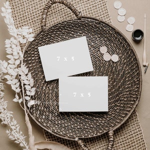 Einladungs-Mockup horizontal, 5x7-Karten-Mockup, Hochzeitseinladungs-Mockup, Boho-Einladungs-Mockup, Einladungs-Mockup, Grußkarten-Mockup C1