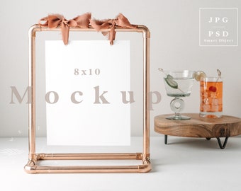 Framed sign mockup, bar sign mockup, bar menu mockup, 8x10 sign mockup, gold frame mockup, bar mockup, wedding sign mockup, 8x10 mockup L1