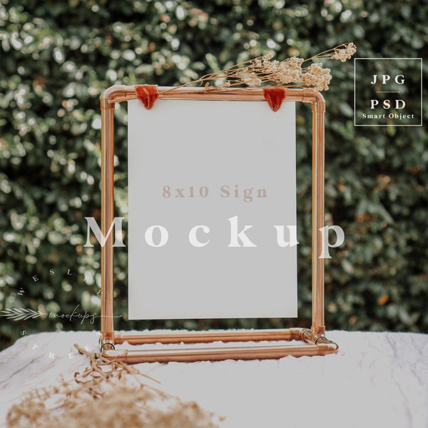 Wedding sign mockup, rose gold frame mockup, 8x10 frame mockup, wedding sign mock up, framed sign mockup, bar mockup, menu mockup