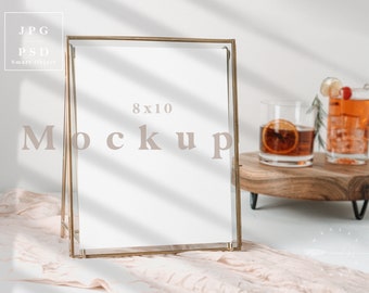 8x10 sign mockup, wedding bar sign mockup, bar mockup, gold frame mockup, framed sign mock up, wedding sign mockup, bar menu mockup L1