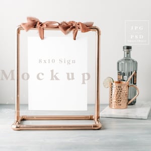 Wedding bar sign mockup, 8x10 sign mockup, gold frame mockup, framed sign mock up, bar menu mockup, bar mockup, wedding sign mockup L1
