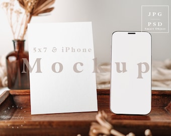 iPhone 14 mockup, invitation and phone mockup, 5x7 card mockup, iPhone mockup, invitation mockup, phone and card mockup, phone mock up C7