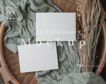 Maqueta de 7x5, maqueta de invitación horizontal, maquetas horizontales, maqueta de papelería para bodas, maqueta de invitación, maqueta de tarjeta de boda, C4 minimalista