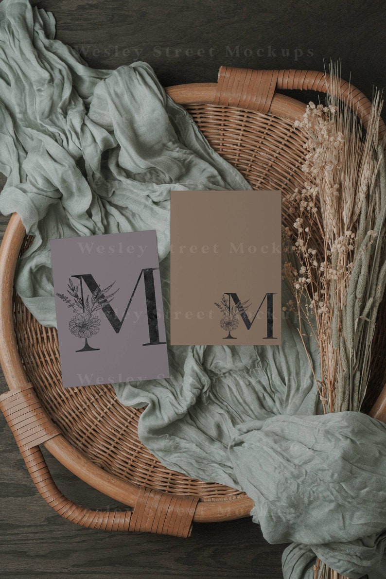5x7 invitation mockup. Boho wedding stationery mockup. Modern wedding invitation mockup.