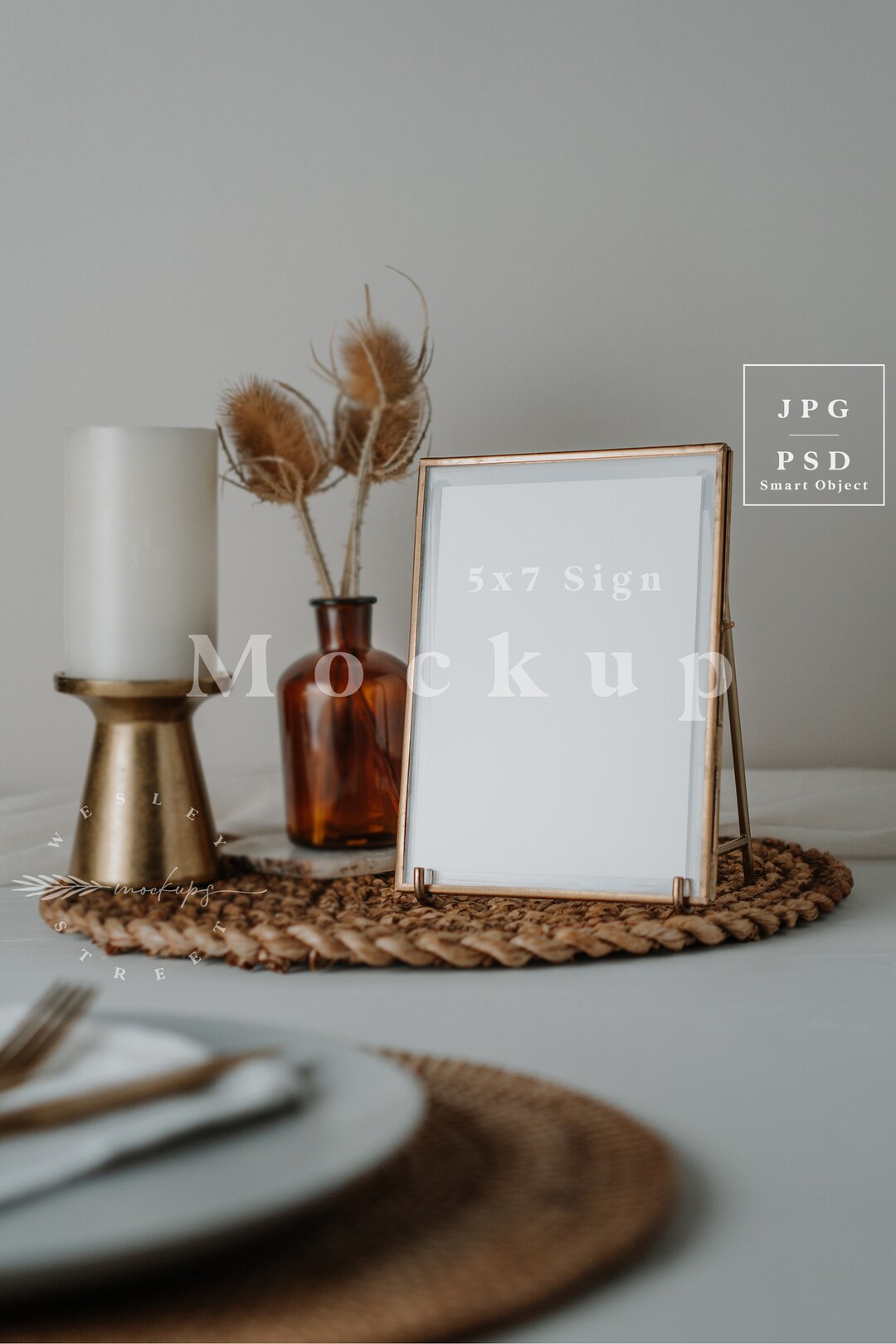 Gold Frame Mockup, Table Number Mockup 5x7, Wedding Sign Mockup, Table