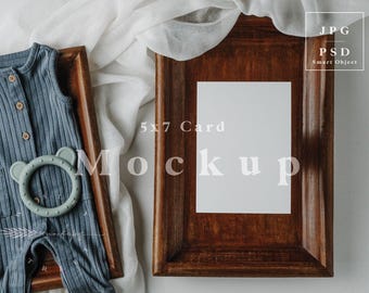 Mockup per baby shower, mockup per invito a baby shower, mockup per annuncio di nascita, mockup per invito a nascita, mockup per biglietto di auguri per nascita, mockup 5x7 W3