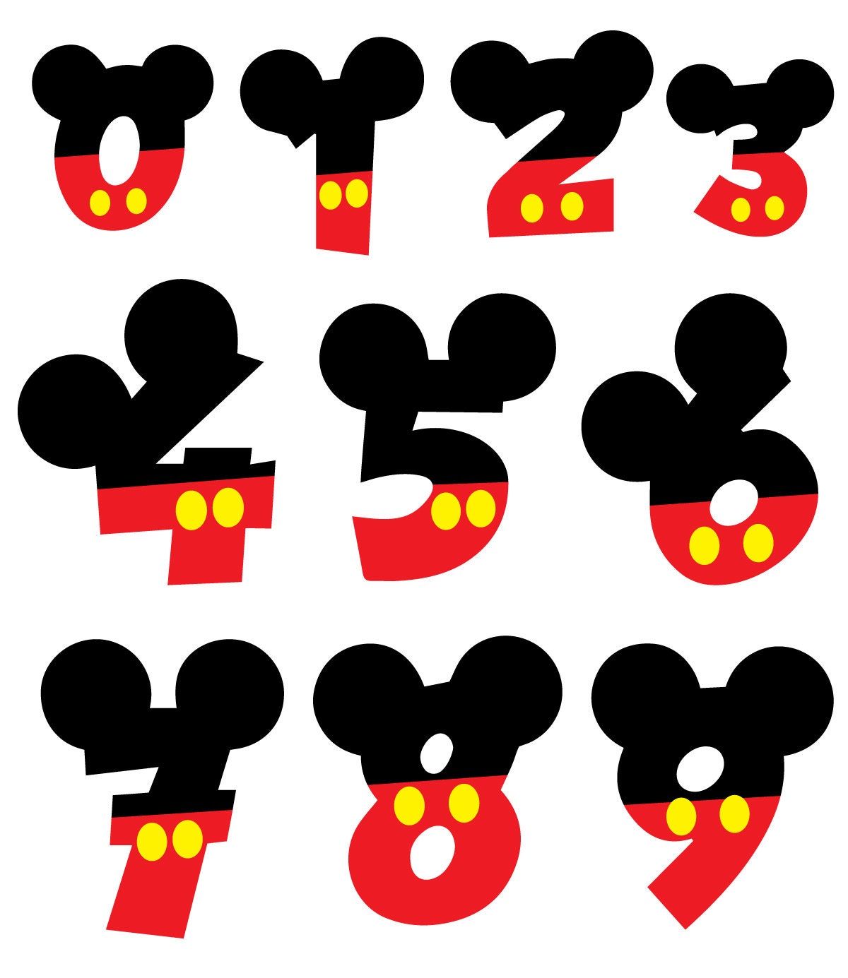 Mickey Mouse Font & Numbers - Etsy