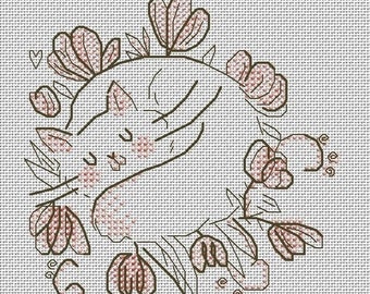 Sleeping Marshmallow Cat | Cross Stitch Pattern PDF | Decorative Art | Home Decor | Cute Animal Design