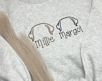 Embroidered Custom Dog Ear Sweatshirt, Dog Ear Sweatshirt, Embroidered Dog Sweater, Custom Dog Sweatshirt, Personalized Dog Ear Sweatshirt