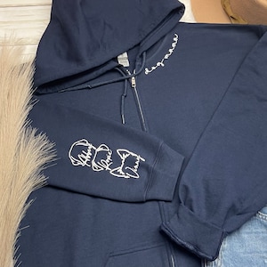Dog Mama Zip Up with Dog Ear and Name on sleeve, Custom Dog Ears Sweatshirt, Personalized Dog Lover Gift, Personalized Dog Ears, Custom Dog