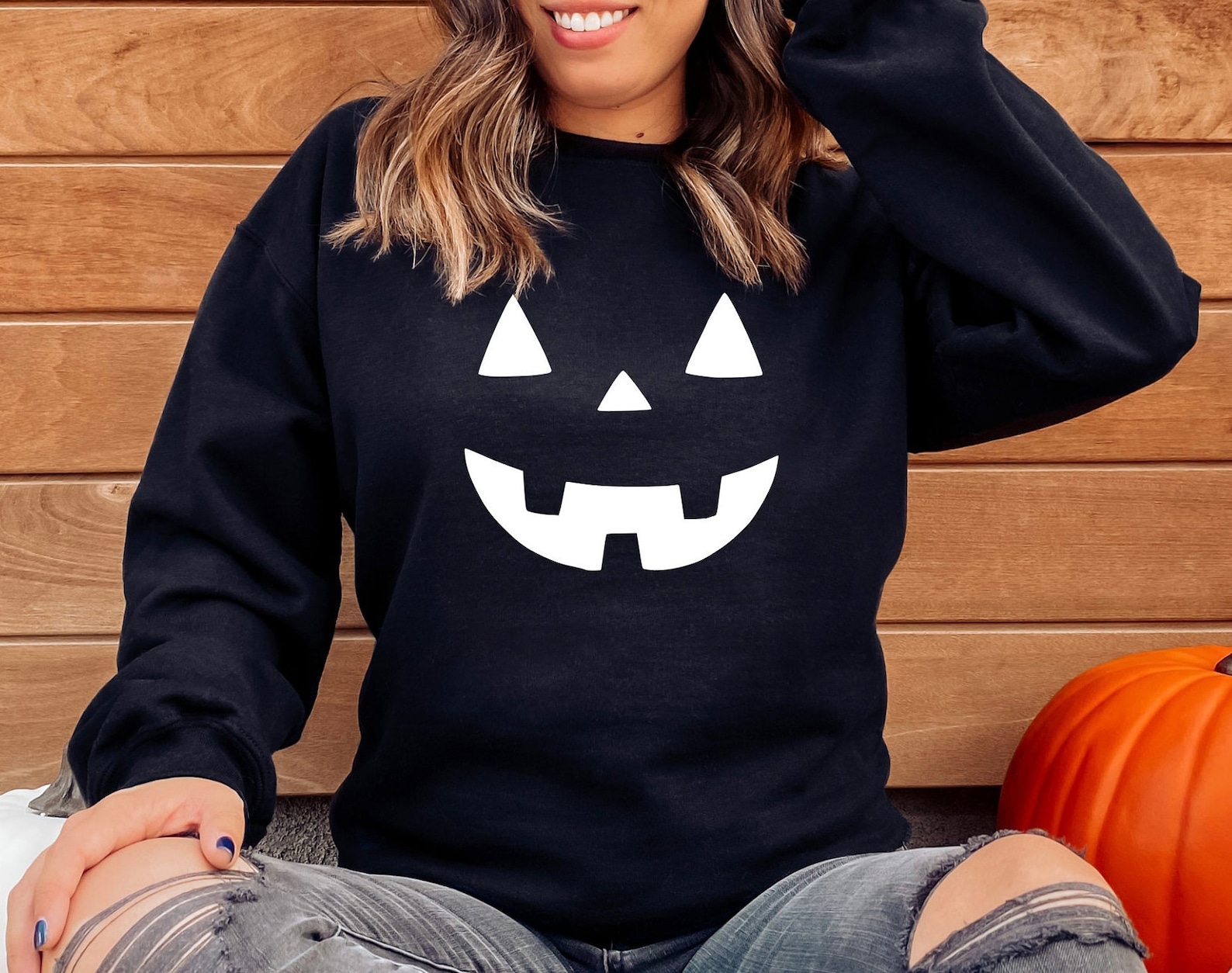 Halloween Halloween Sweatshirt Halloween Pumpkin Face Etsy
