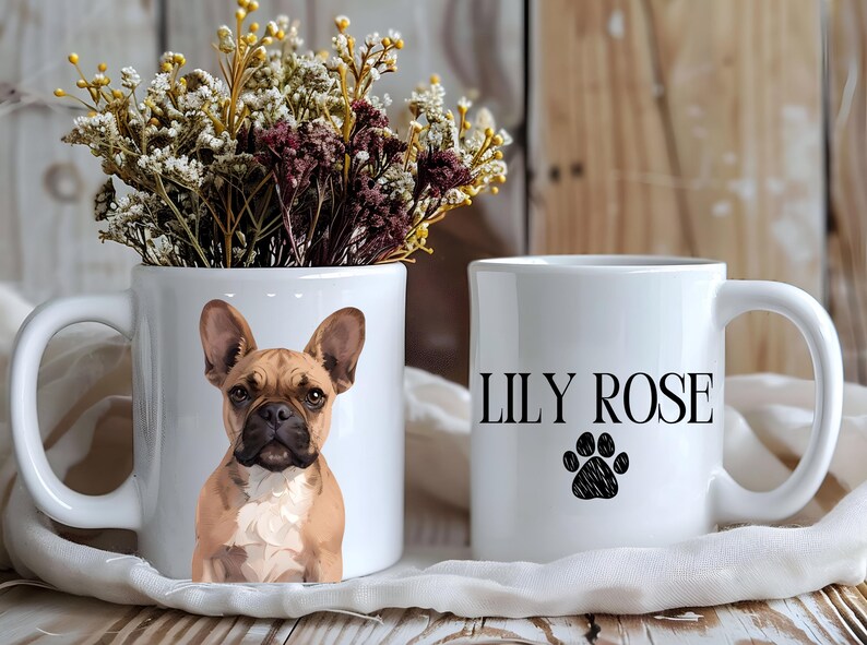 Personalized Pet Photo Mug With Name and Paw Print, Gift for New Pet