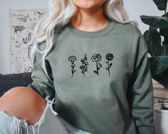 birth month flower sweatshirt, birth month flower shirt, birth month flower, birth flower, flower birth month, flower shirt for mom, flower