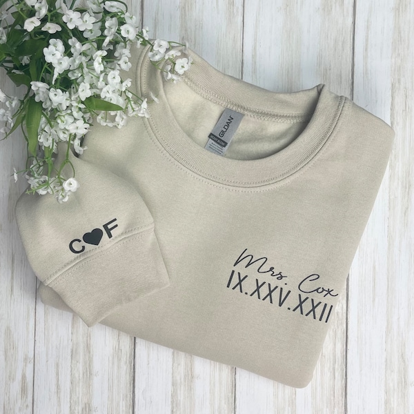 Roman Numeral Bride Sweatshirt, Bridal Shower Gift, Engagement Gift, Bride Getting Ready Outfit, Honeymoon Sweatshirt, Mr and Mrs Sweatshirt