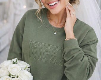 Embroidered Wifey Sweatshirt: Bridal Shower Gift