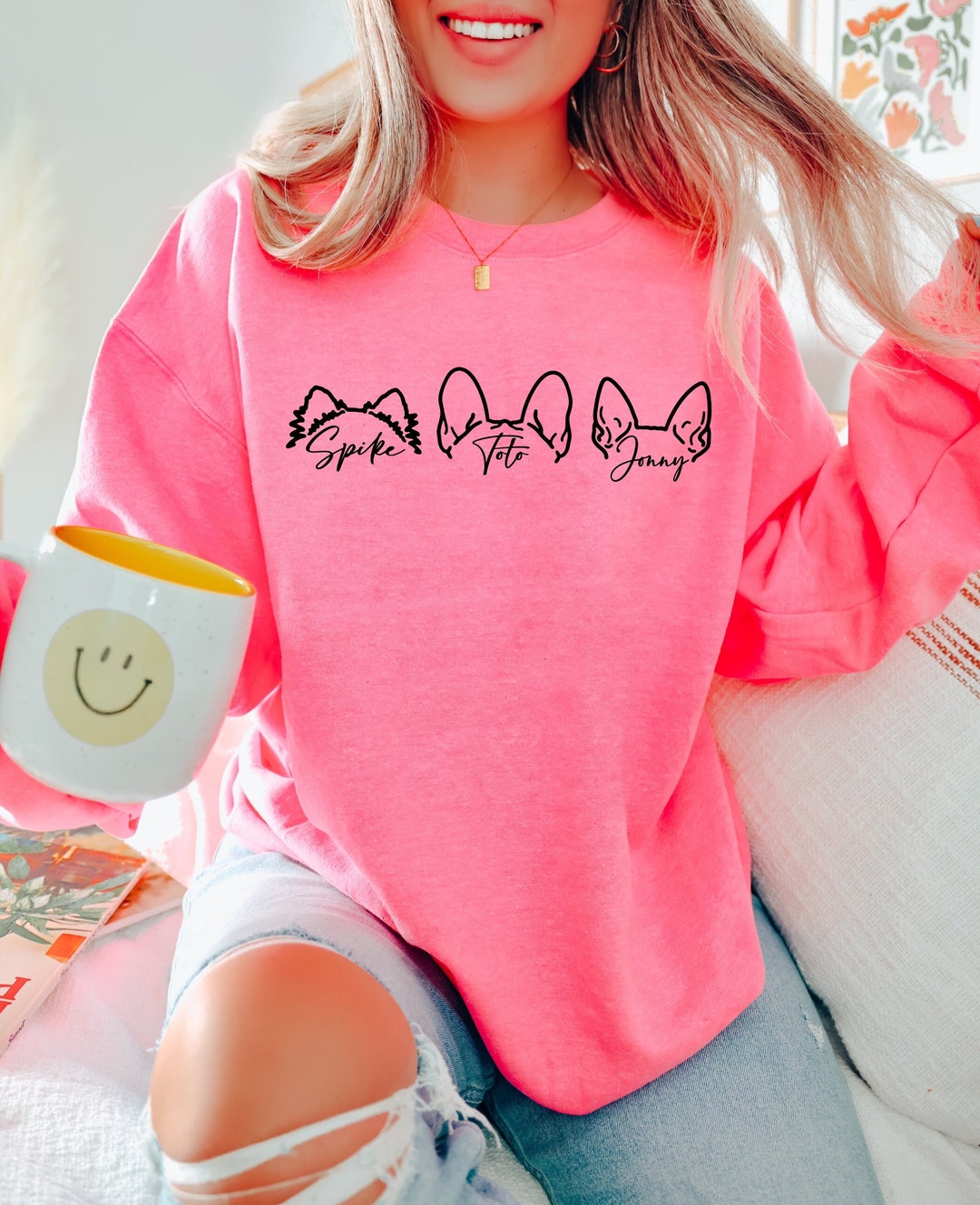 Custom Dog Ears Sweatshirt, Custom Dog Sweatshirt, Personalized Dog