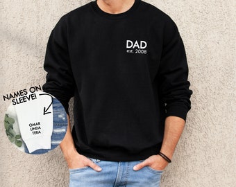 Regalo para papá, regalo del Día del Padre, sudadera para papá, sudadera para papá con nombres de niños, nombres de niños en la manga, sudadera para papá, regalo para papá de su hija