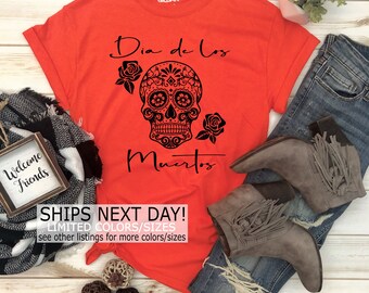 Dia De Los Muertos Shirt, Sugar Skull Halloween Tee