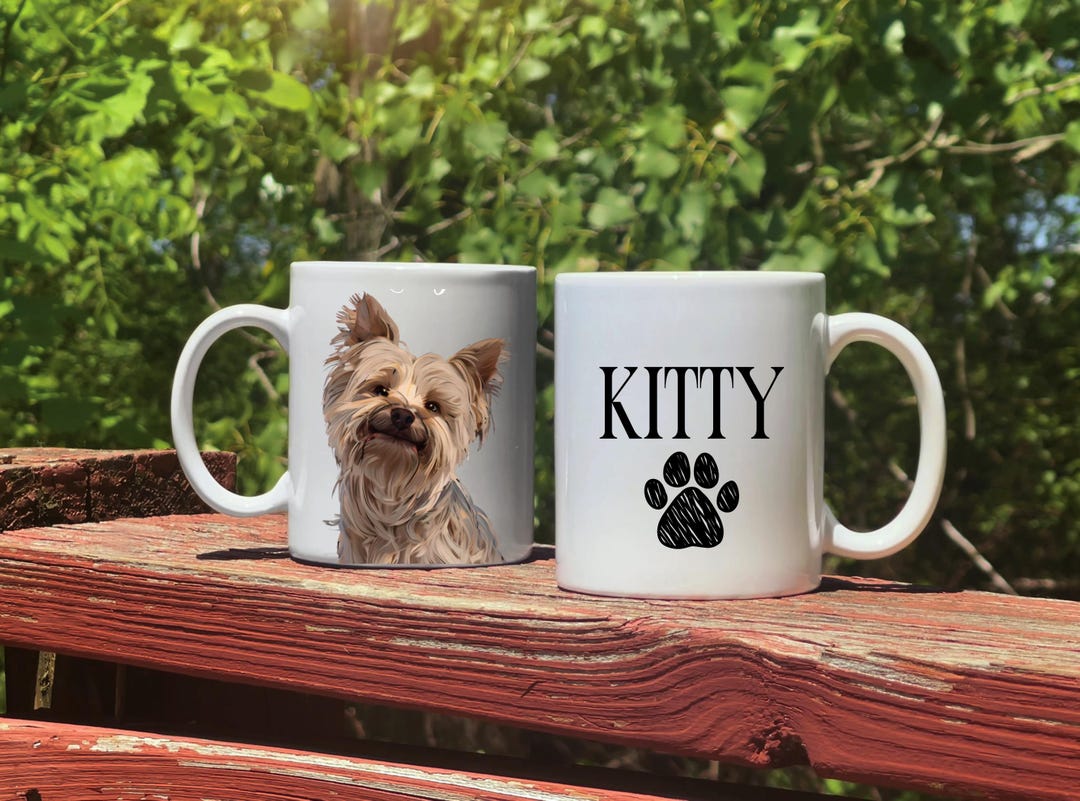 Personalized Pet Photo Mug With Name and Paw Print, Gift for New Pet