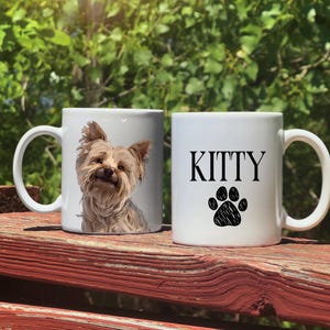 Personalized Pet Photo Mug with Name and Paw Print, Gift for New Pet Owner, Dog Memorial Gift, Loss Of Pet Gift, Custom Pet Mug for Birthday