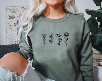 Birth Month Flower Sweatshirt: Personalized Floral Crewneck