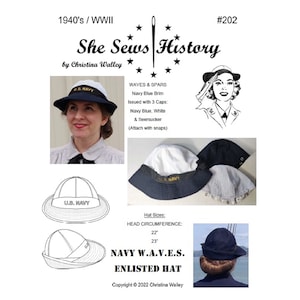 Printable Sewing Pattern – Women’s Navy WAVES & SPARS Enlisted Hat - World War II Era (1940’s) #202