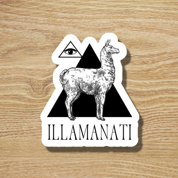 Illamanati Sticker, Llama Sticker, Secret Society Sticker, Snarky Sticker, Sarcastic Sticker, Funny Sticker, Pun Sticker, Vinyl Sticker