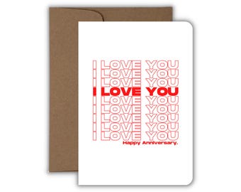 Anniversary Card for Husband Wife, Romantic Anniversary Card, Love Card for Partner, Modern Typography Card