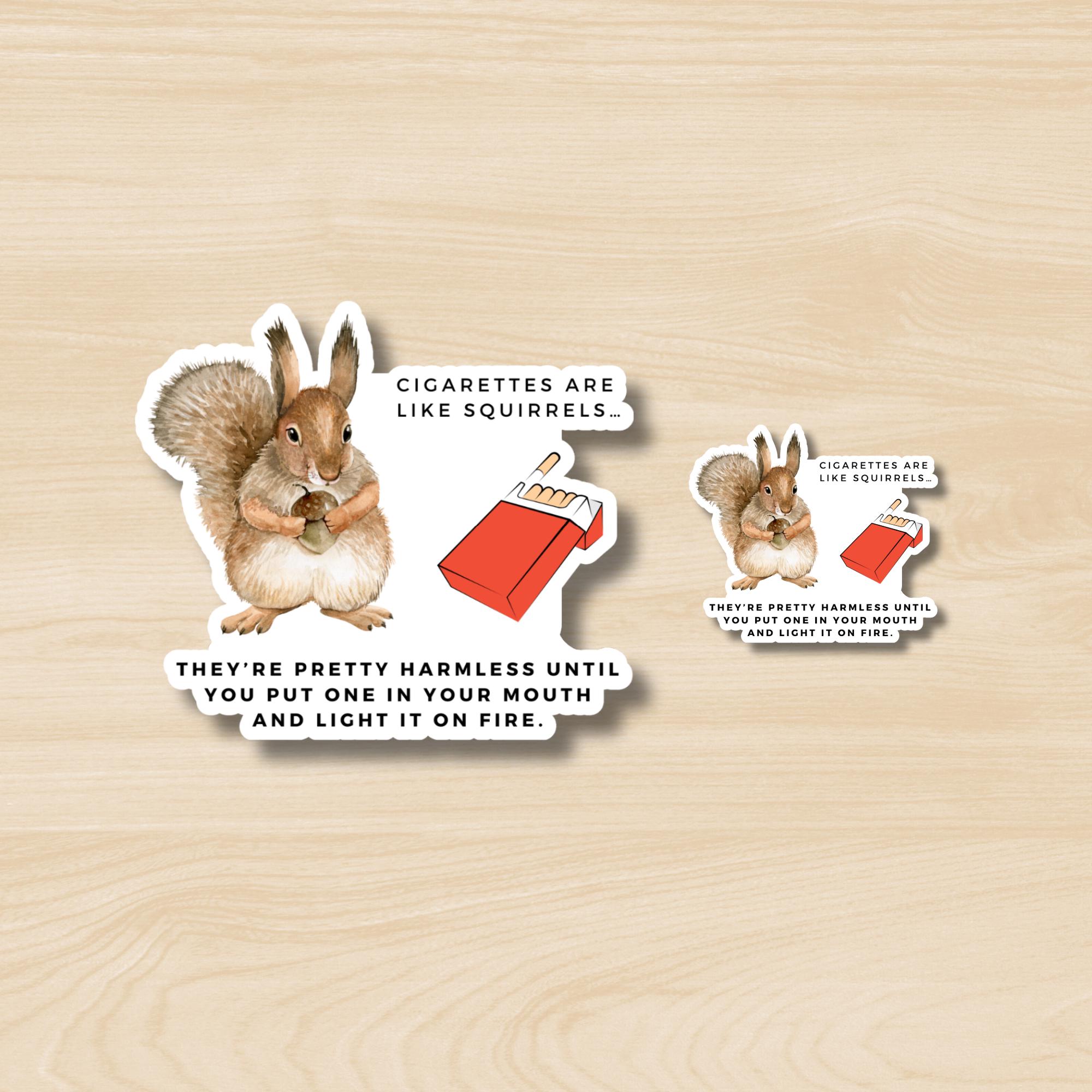 Cigarettes Are a Lot Like Squirrels Sticker, Funny Smoking Cessation  Sticker, Snarky Dark Humor Sticker, Subversive Humor