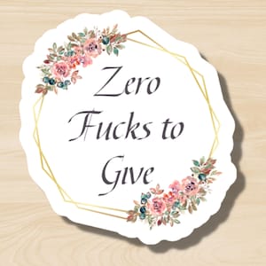 Zero F*cks to Give Sticker, Funny Snarky Dark Humor Sticker, Sarcastic Sticker, Subversive Humor, NSFW
