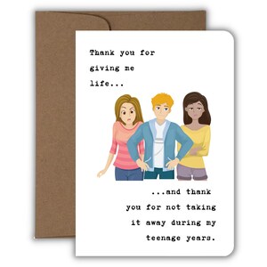 Thank You for Giving Me Life, Teenager Humor Card, Funny Mother&#39;s Day Card, Handmade