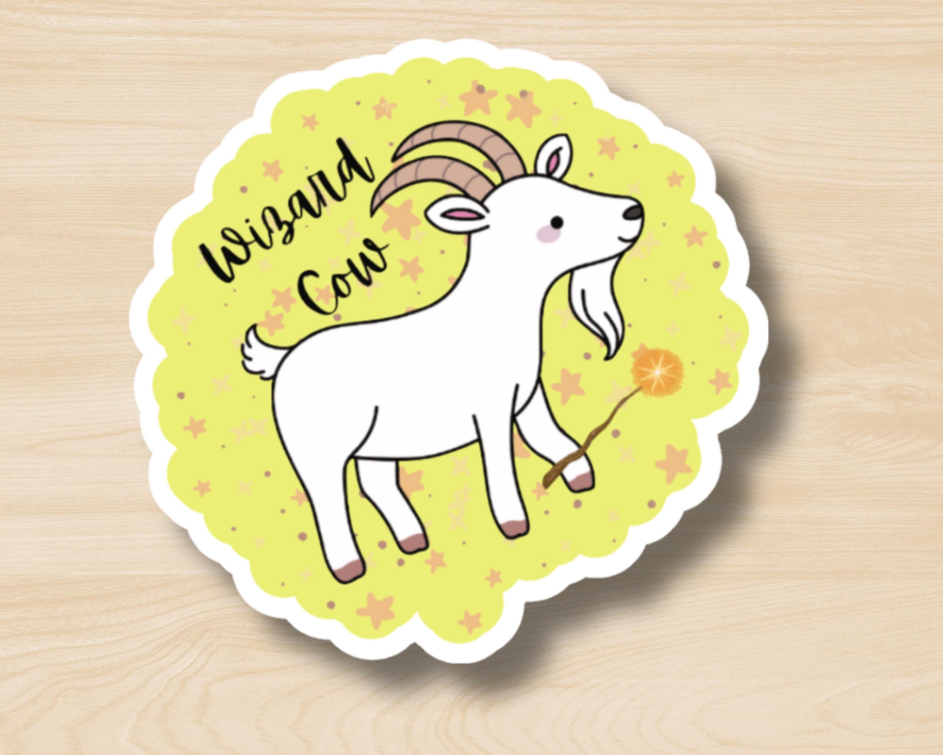 Billy Goat Sticker Goat: Wizard Cow Sticker, Funny Billy Goat Sticker, Cute Farm Animal ...