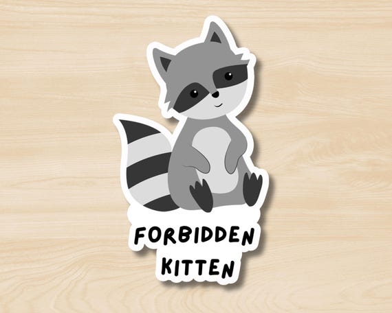 Mapache: pegatina de gatito prohibido, pegatina de panda de basura  divertida, pegatina de animalito bebé lindo, animal del bosque, cambiar el  nombre