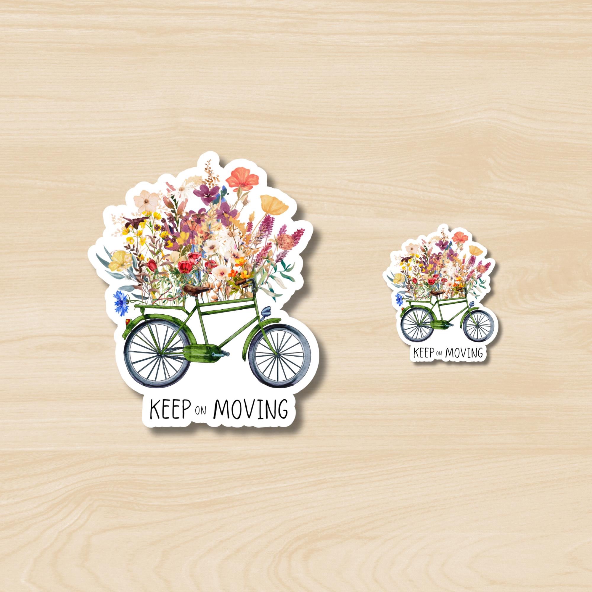 Keep on Moving Sticker, Cute Flower Sticker, Motivational Sticker ...