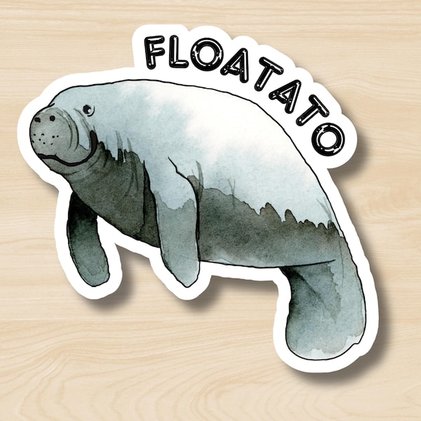 Manatee: Floatato Sticker, Funny Dea Cow Sticker, Cute Water Animal Sticker, Floating Potato Sticker, Rename the Animals, The New Zoo