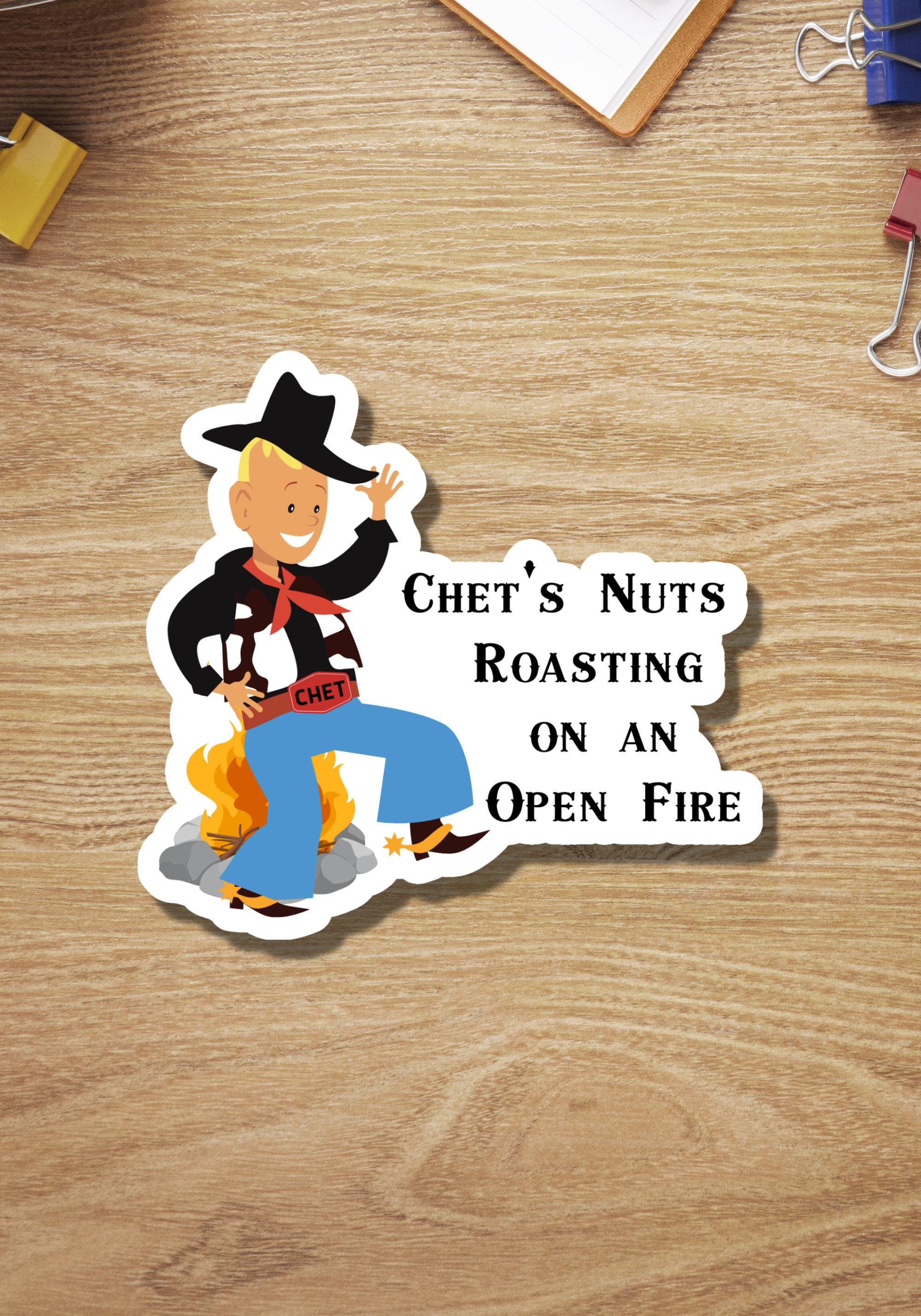 Funny Christmas Sticker, Chet's Nuts Roasting on an Open Fire