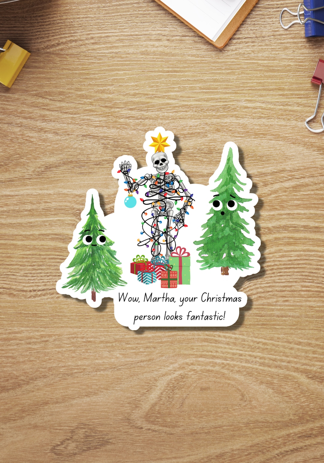 Funny Christmas Sticker Christmas Skeleton Stocking Stuffer Etsy