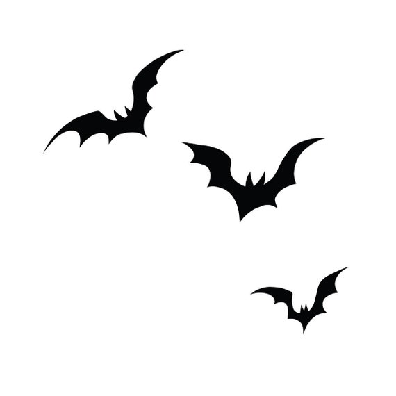 Flying bats Outline Silhouette PNG Digital Download