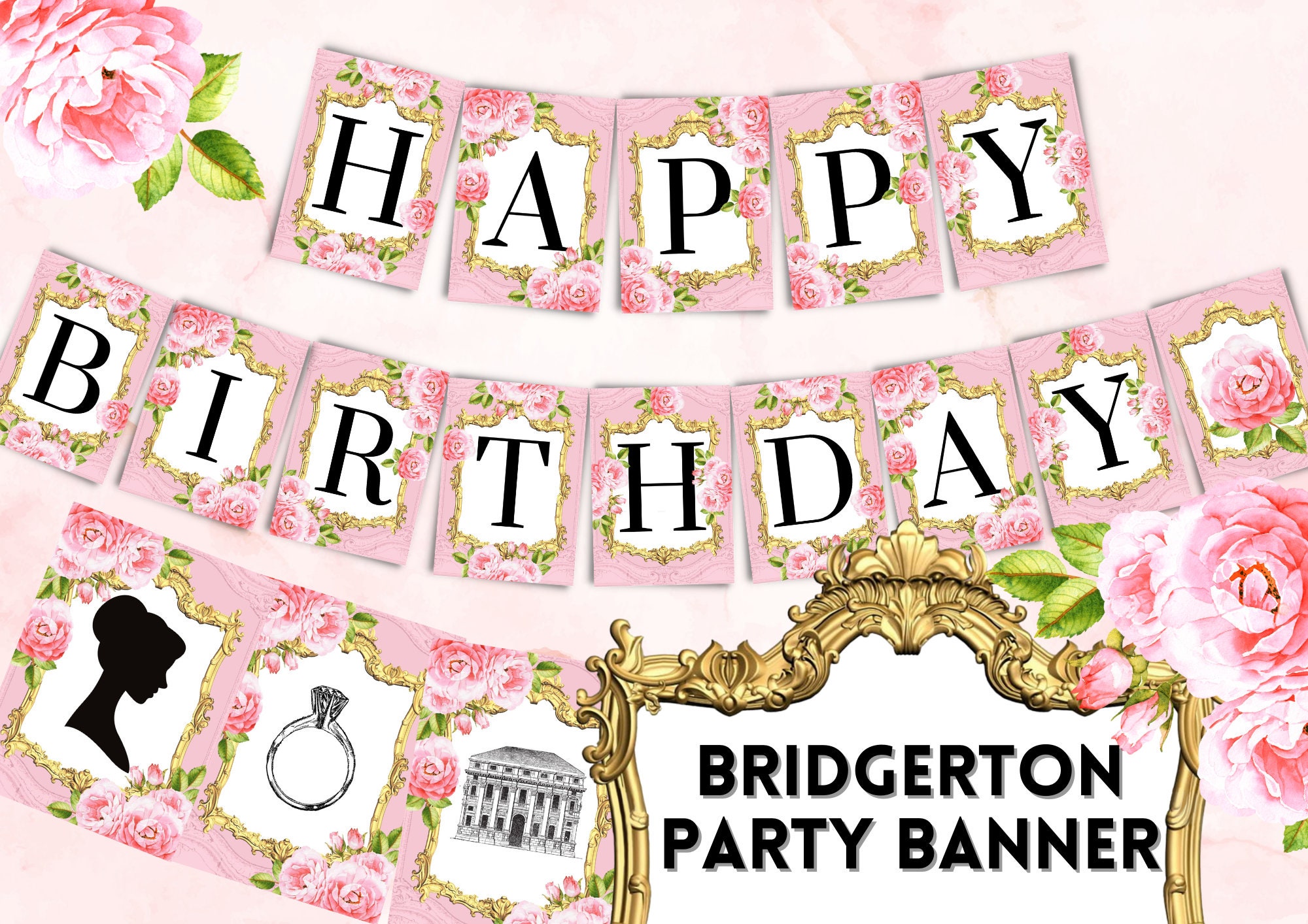 CUSTOM Bridgerton Party Theme Decoration Personalised Pink - Etsy