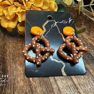 Soft Pretzel Earrings - realistic food, polymer clay, handmade, studs, hypoallergenic