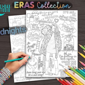 MIDNIGHTS ERA - printable coloring page, instant download pdf, digital art, swift, Taylor, TS, reputation, eras, swiftie, tortured poets